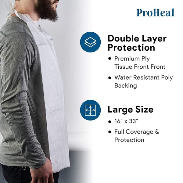 Proheal Disposable Adult Bibs, 200 Pack - Overhead, 16" x 33", 200PK DISPOSABLE-OVERHEAD-200